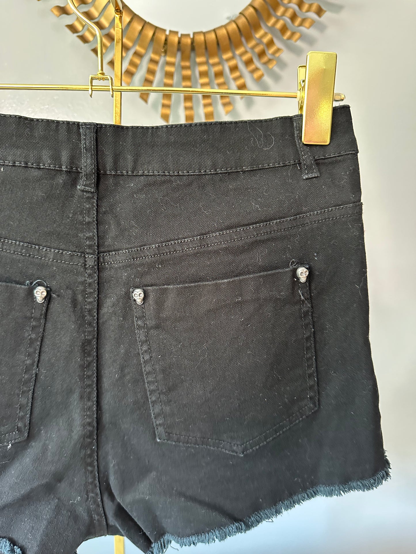 H&M Divided - Black Skull & Spikes High Waist Shorts