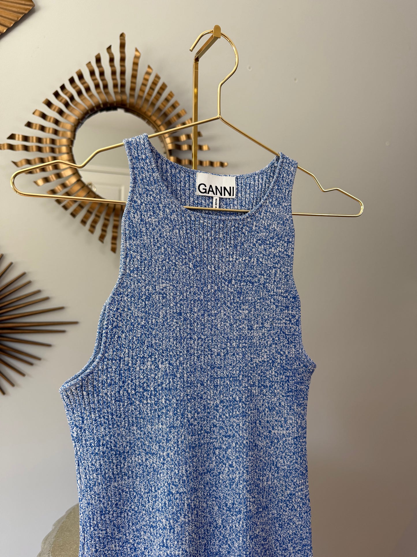 GANNI - Blue Daphne Knit Sleeveless Top