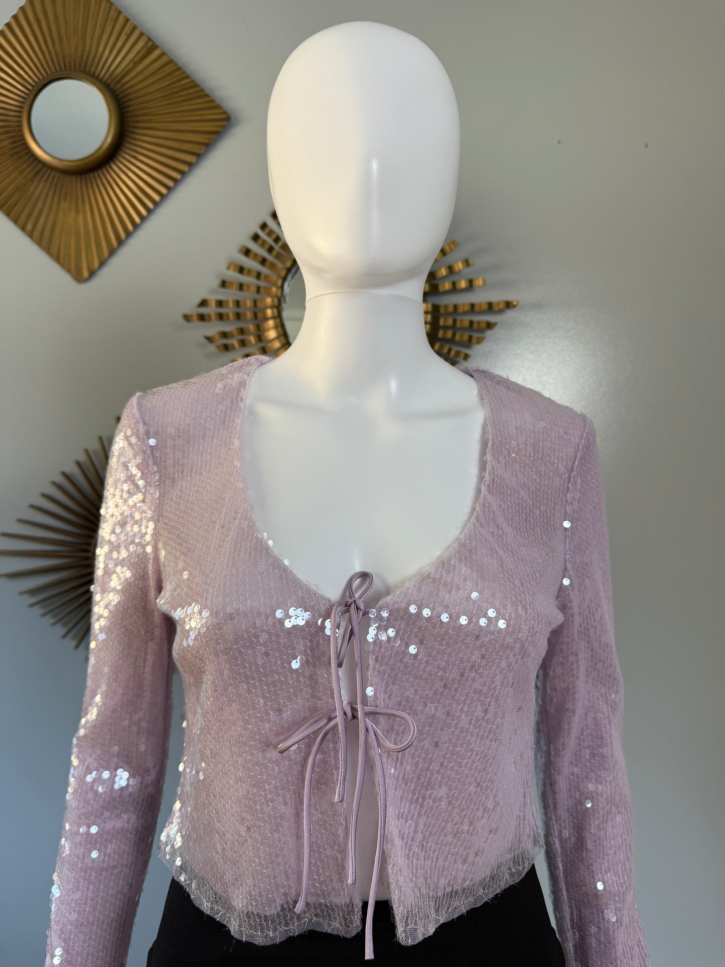 Oh Polly - Lilac Tie Front Crop Top