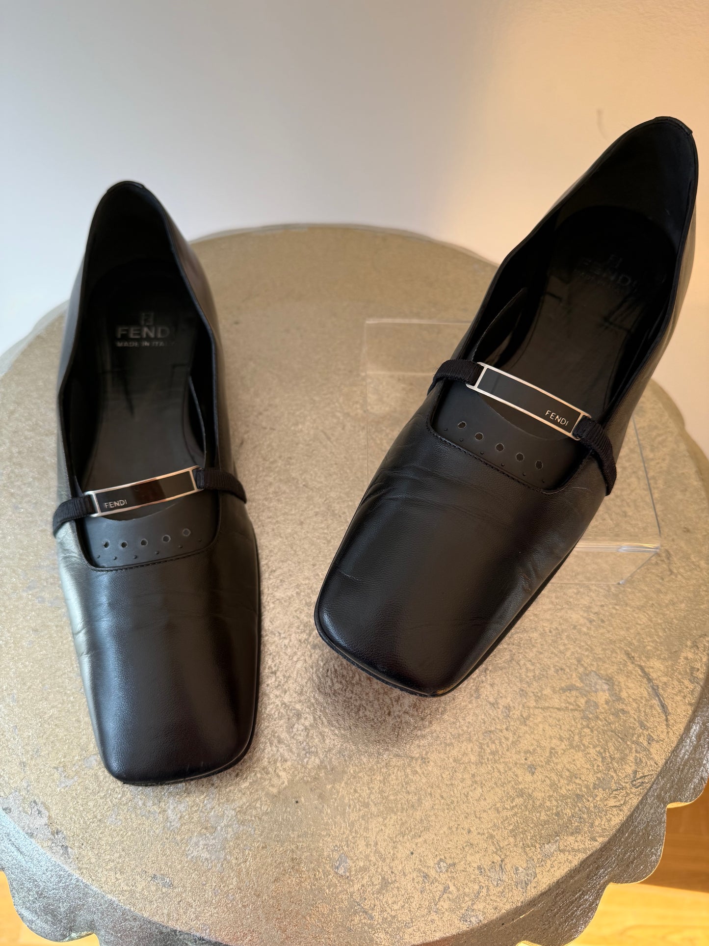 FENDI - Black Leather Mary Jane Flats
