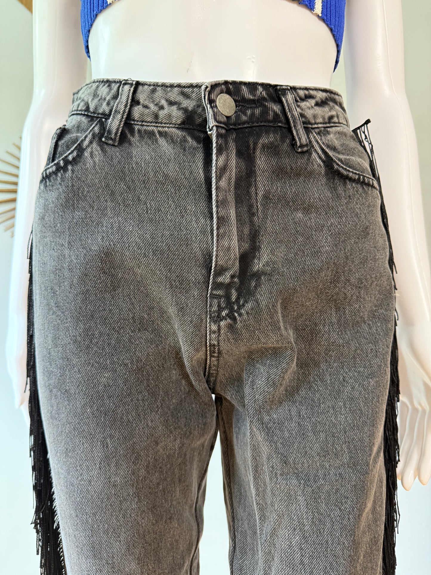 Nasty Gal - Black Fringe Jeans