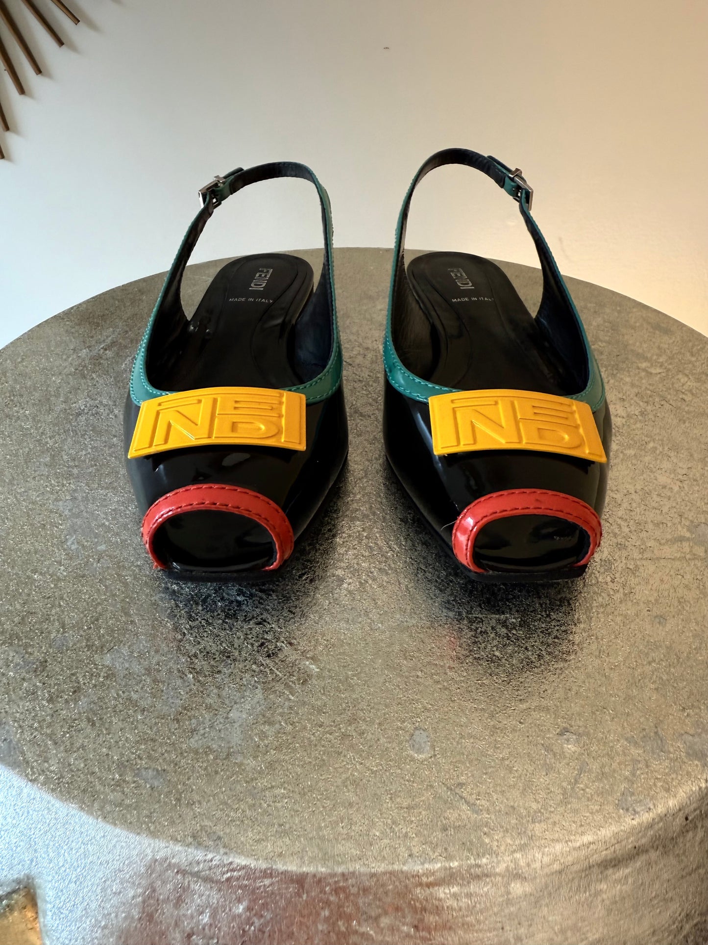 FENDI - Black Slingback Peeptoe Flats