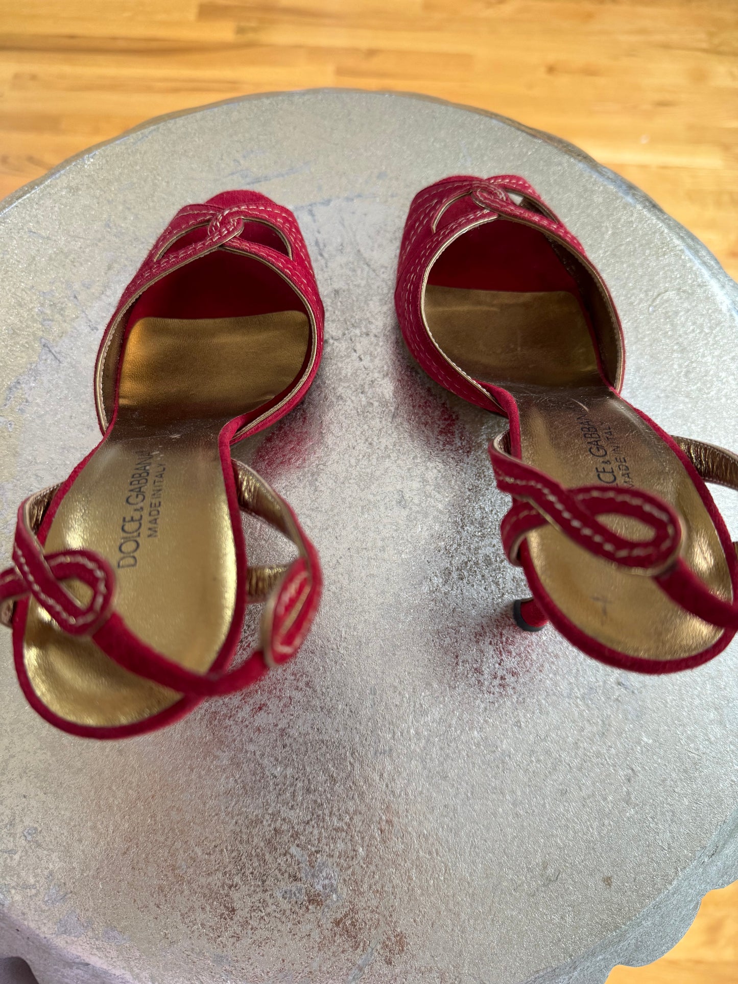 Dolce & Gabbana - Red Suede Slingback Sandals