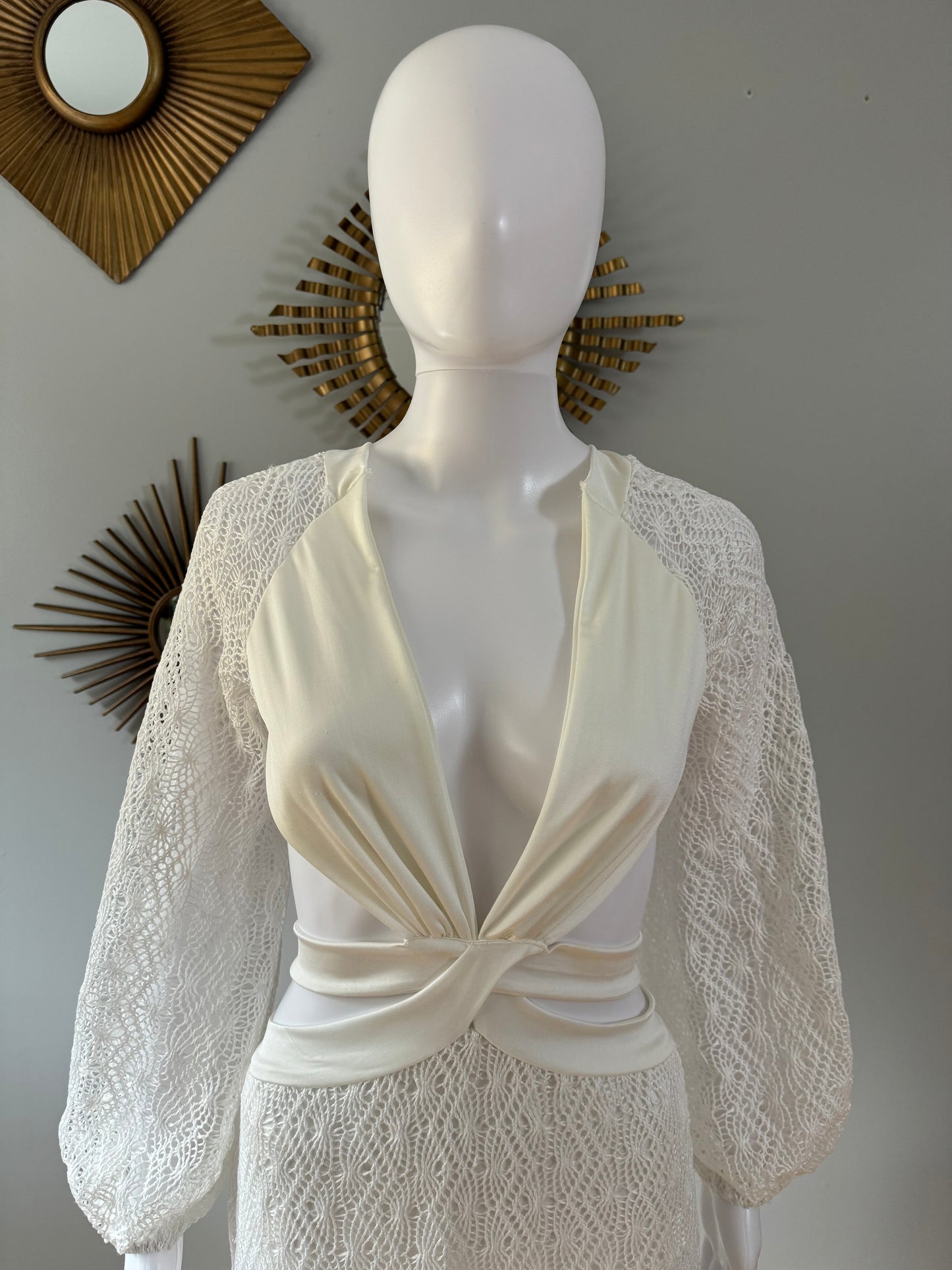 SHEIN - White Lace Cutout Maxi Dress