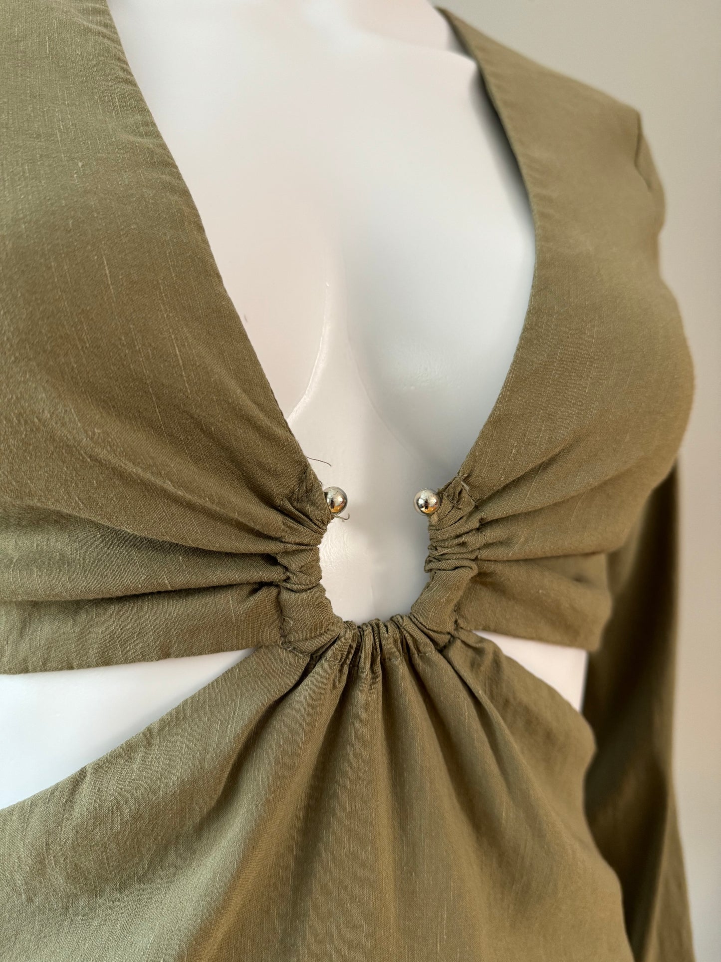 ZARA - Green Deep V Mini Dress