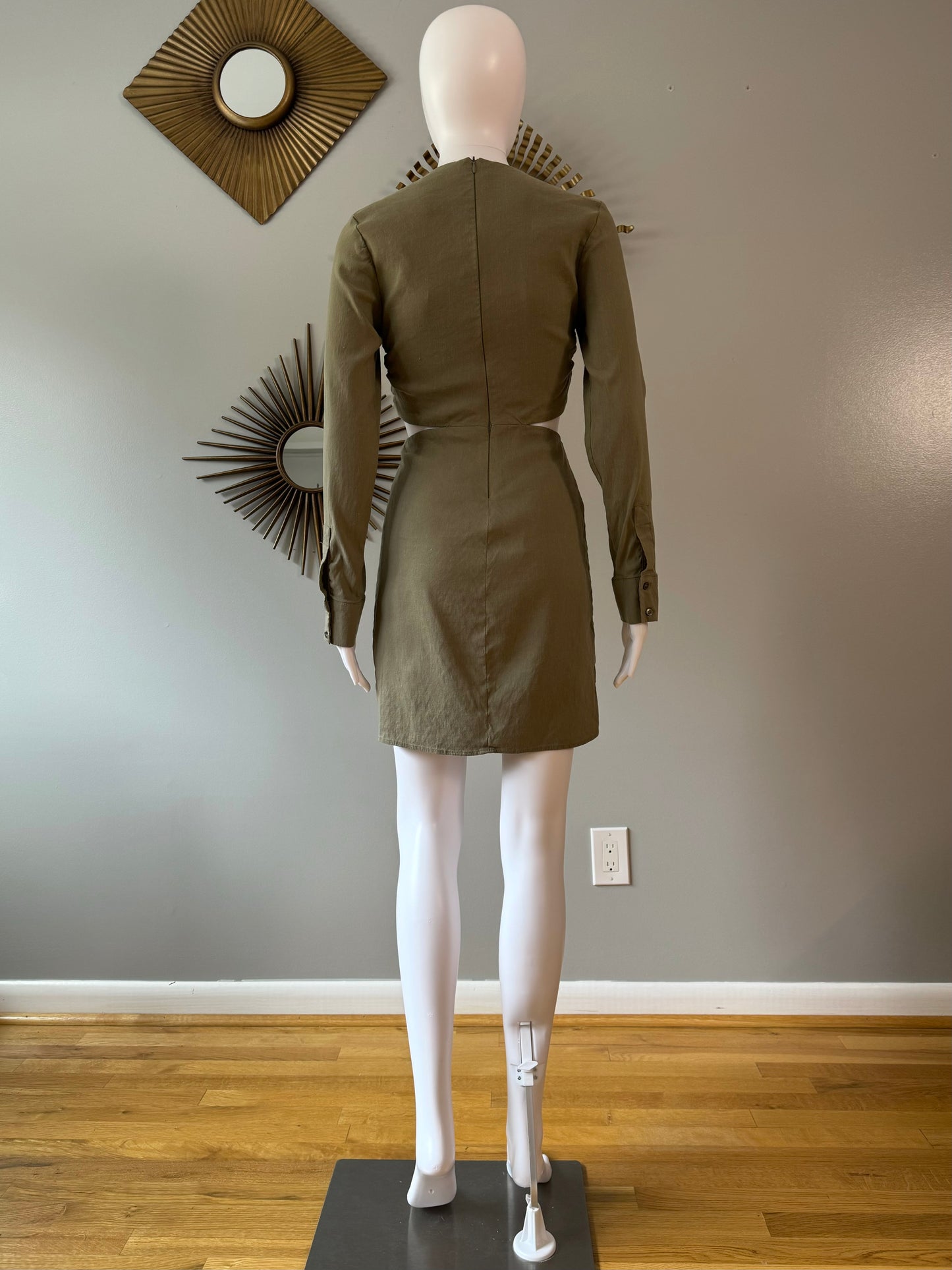 ZARA - Green Deep V Mini Dress