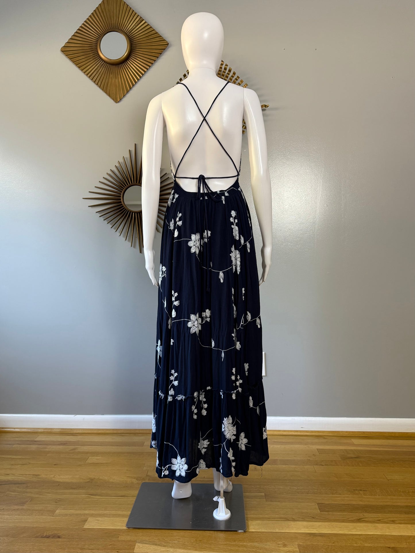 Lulu’s - Blue Floral Embroidered Maxi Dress