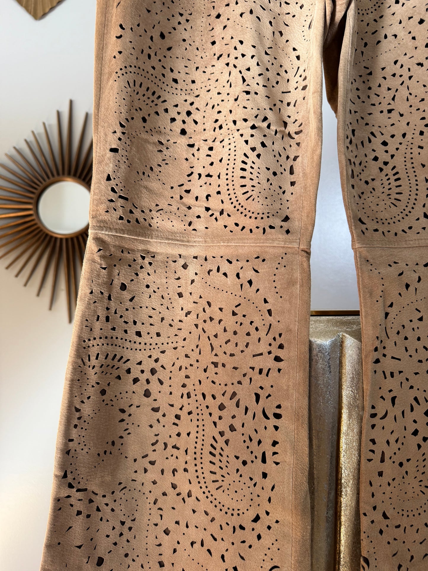 Be - Tan Leather LaserCut Pants