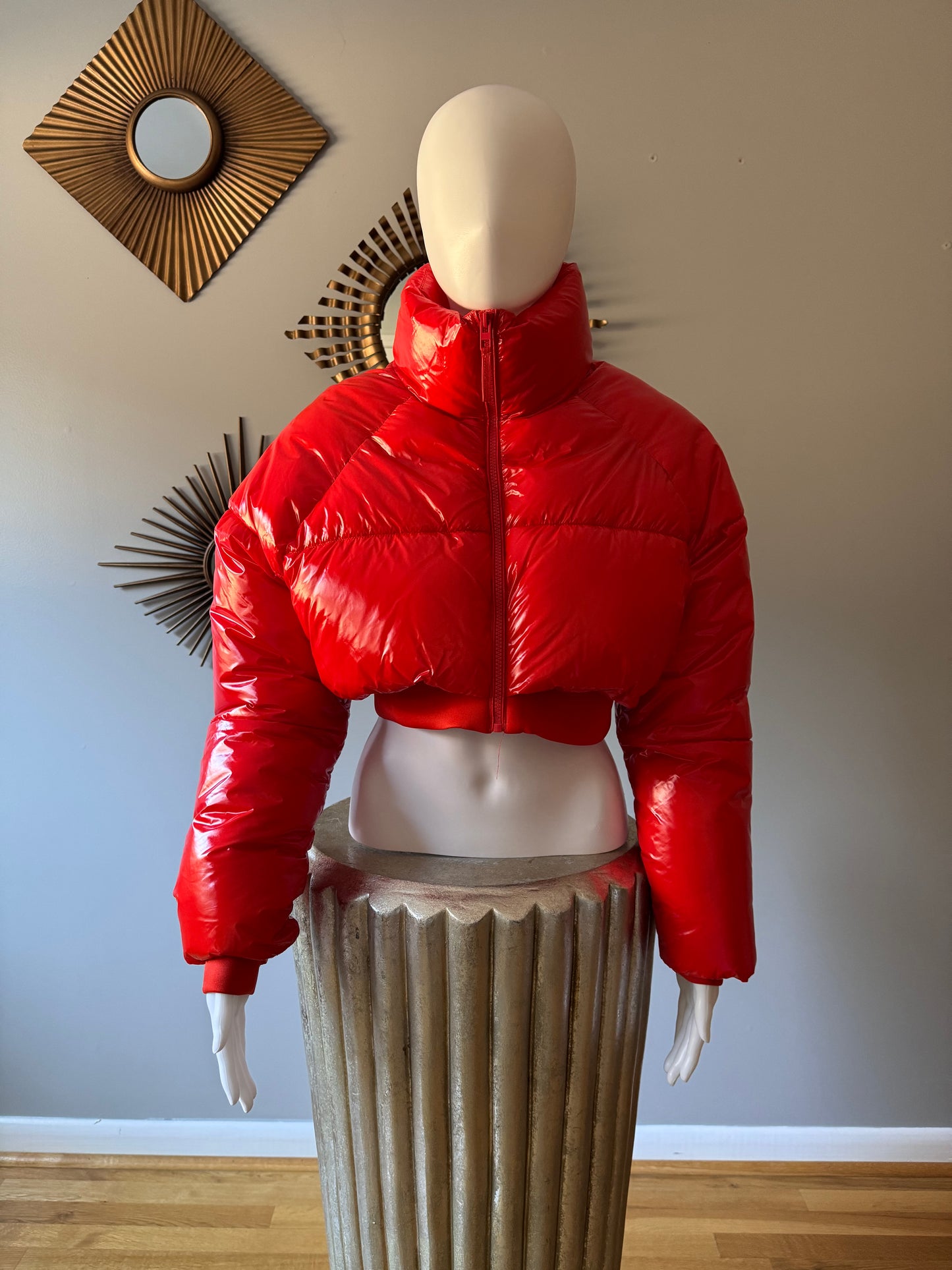 ZARA - Red Crop Puffer Jacket