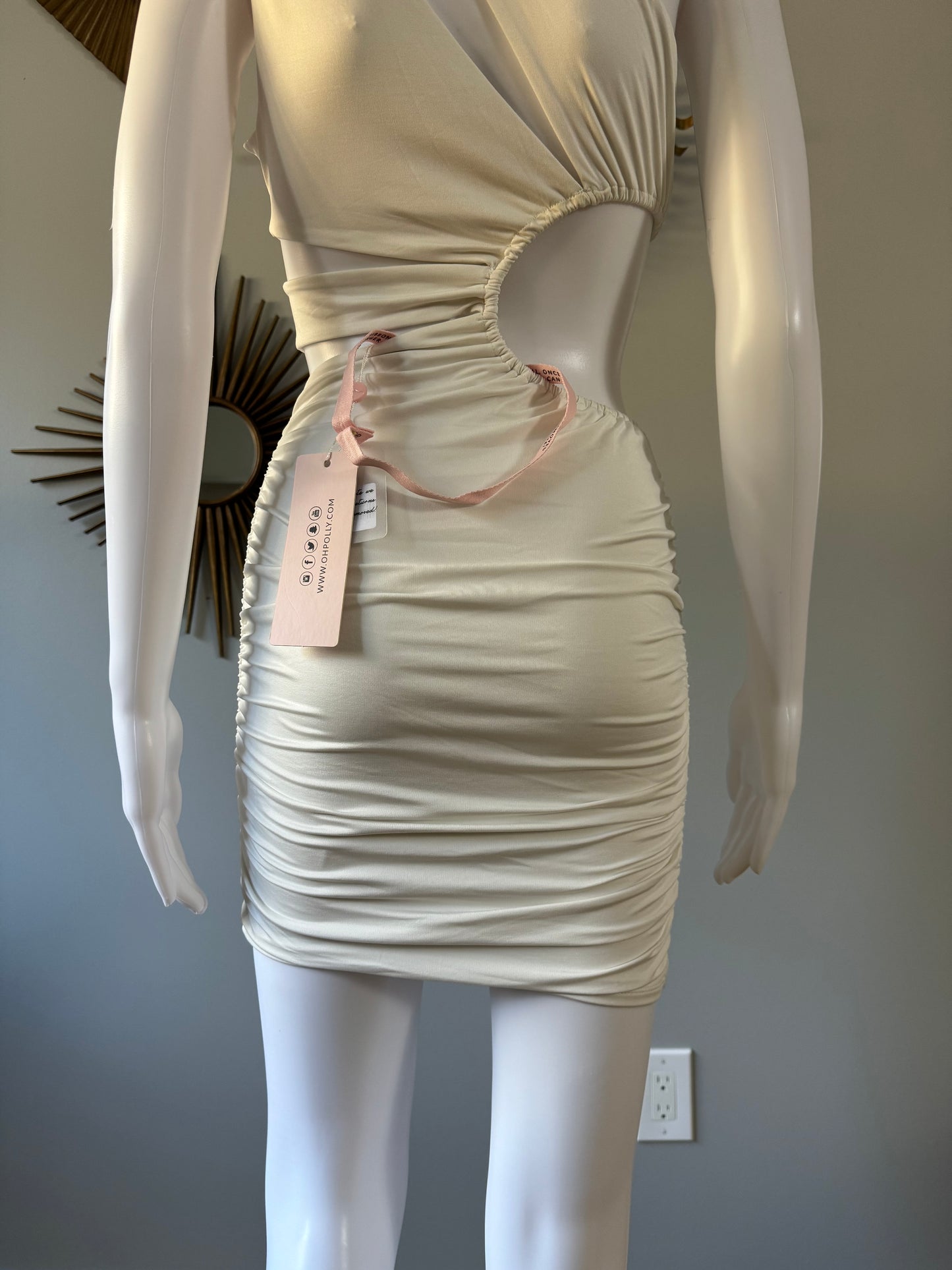 Oh Polly - Ivory One Shoulder Dress w/ Cutouts