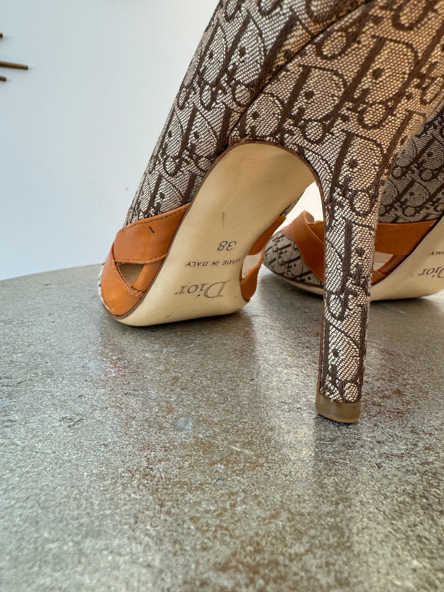 Dior - Brown Diorissimo Canvas & Leather Trim Pumps