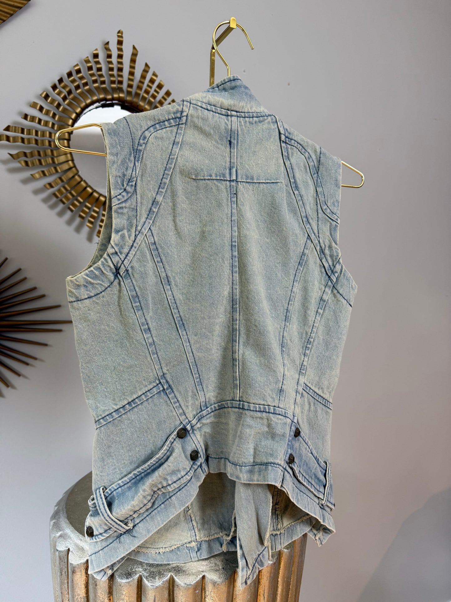 Denim Studded Moto Vest