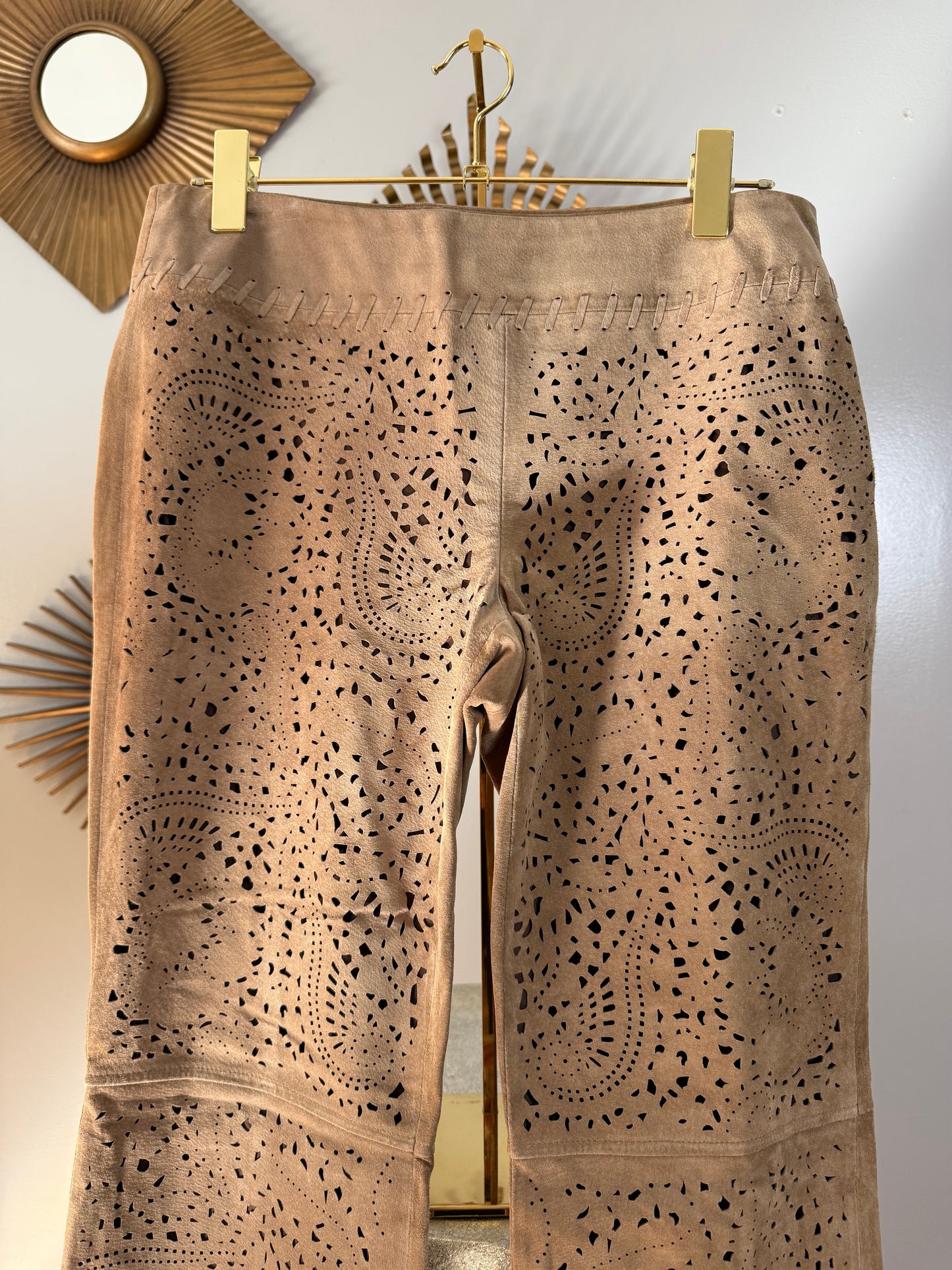 Be - Tan Leather LaserCut Pants