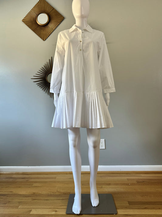 ZARA - White Pleated Skirt Shirt Dress