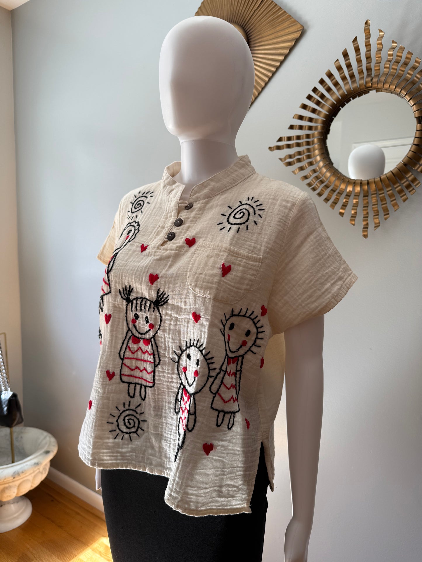 Happy Days Hand Embroidered Top
