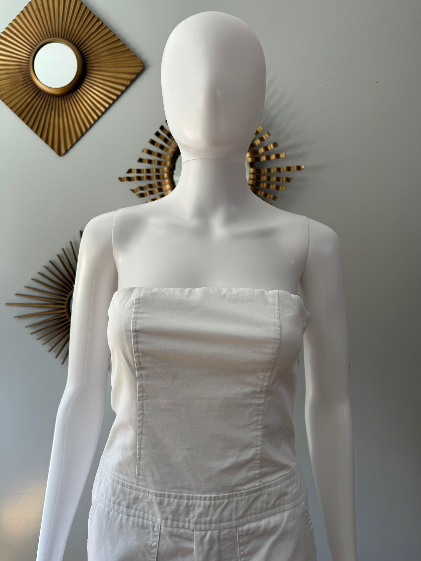ZARA - White Strapless Cargo Jumpsuit