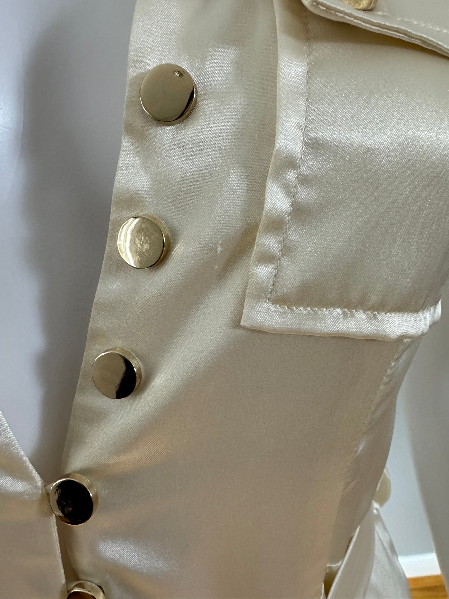 MESHKI - Ivory Jada Satin Jumpsuit W/ Gold Belt
