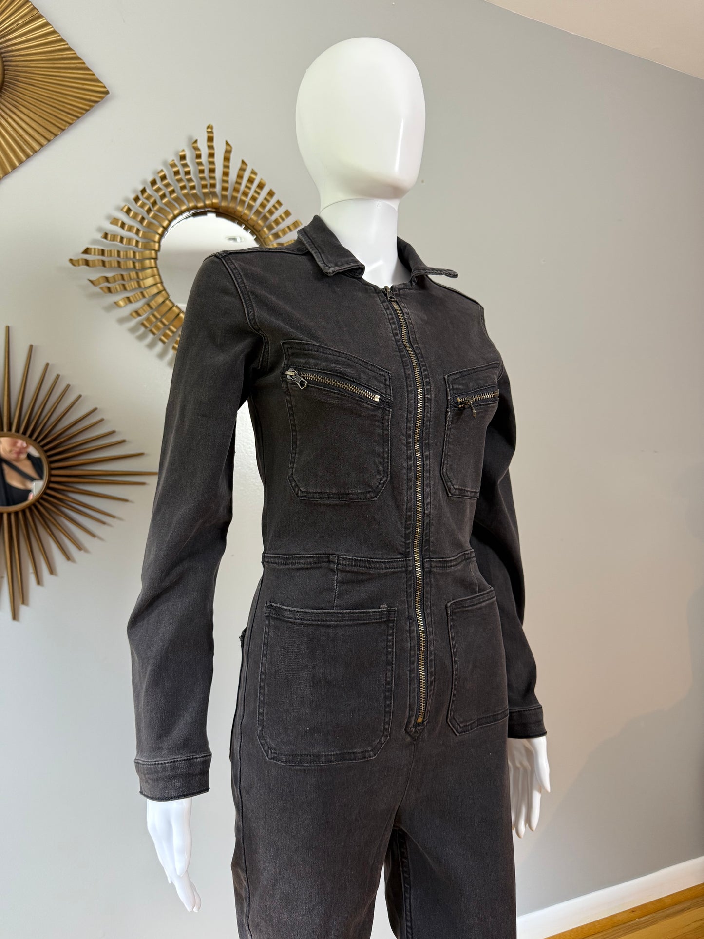 Free People - Black Denim Lennox Jumpsuit