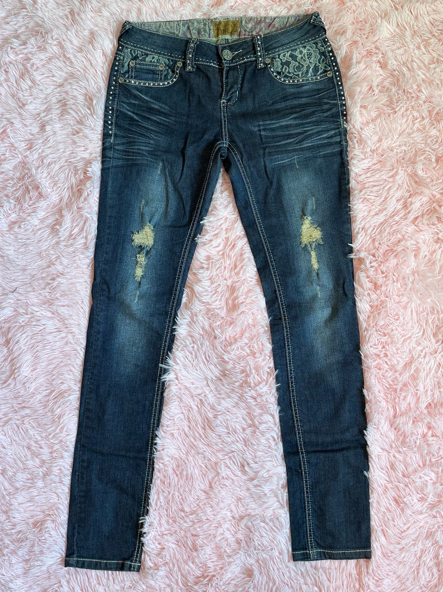 YNQ - Blue Jeans w/ Rhinestone Embellishments.
