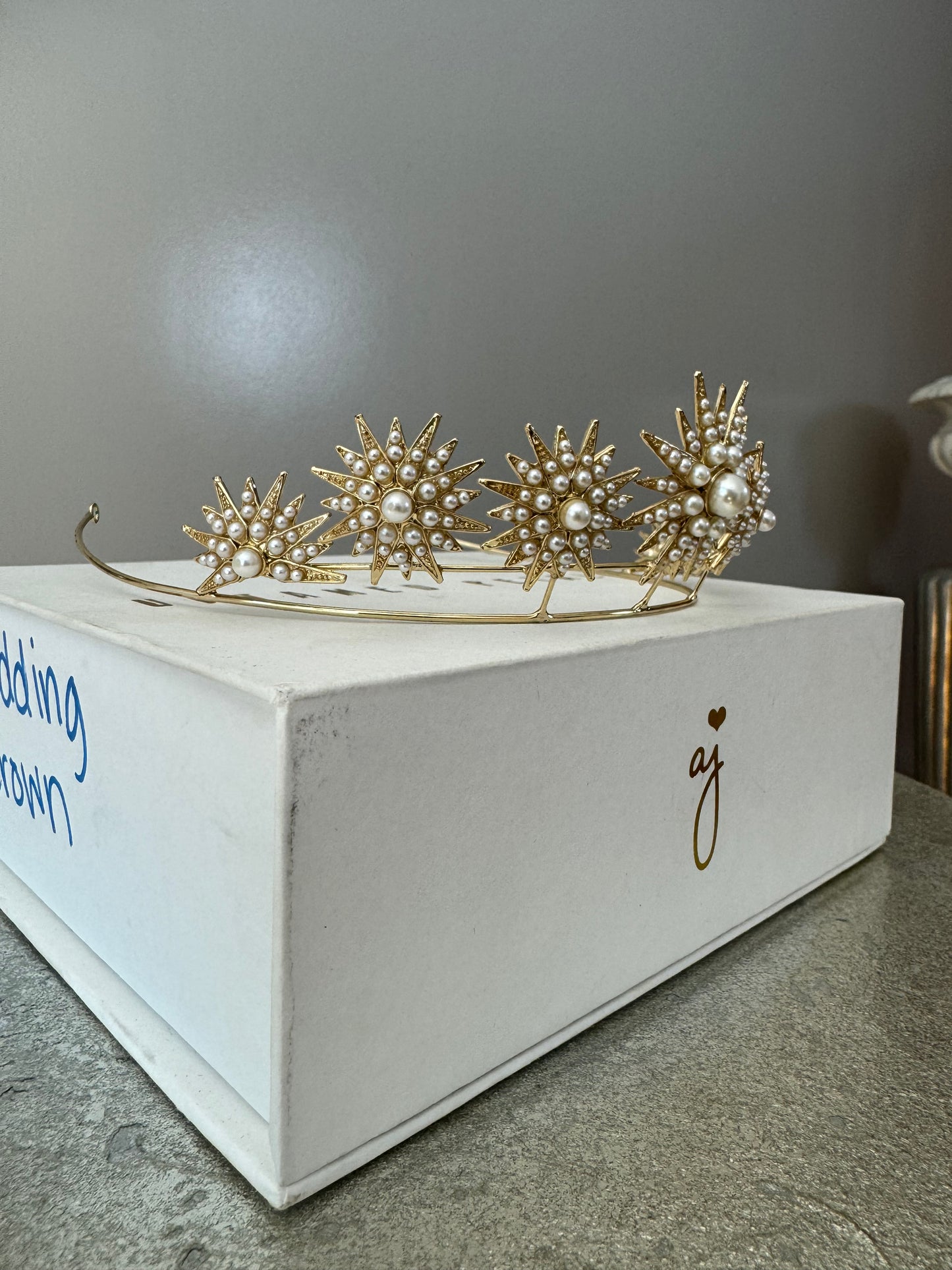 Untamed Petal - Gold Violeta Tiara  w/ Pearl Details