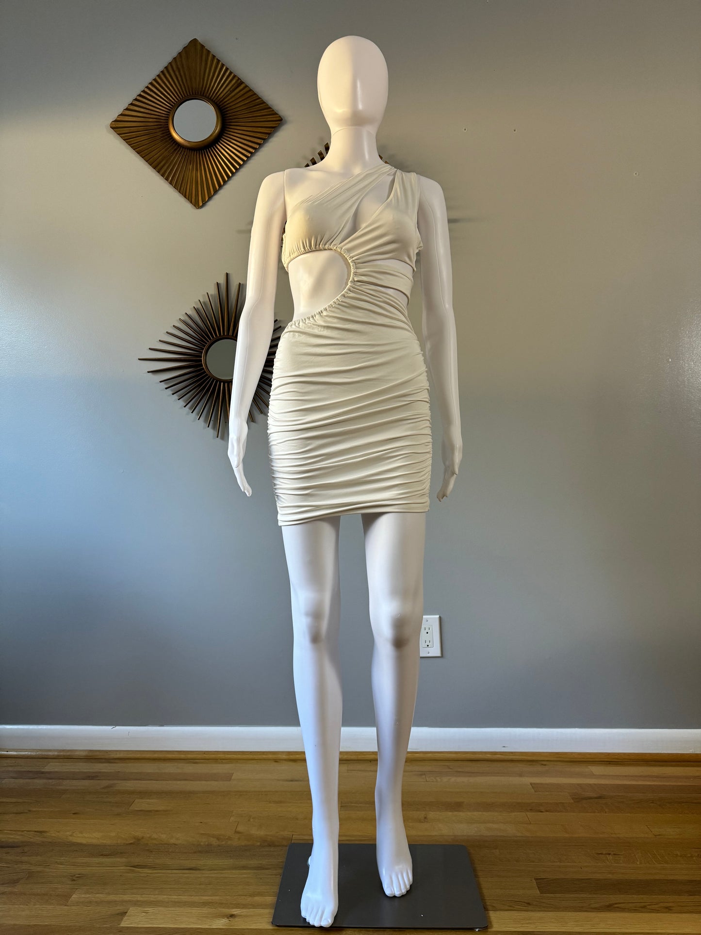 Oh Polly - Ivory One Shoulder Dress w/ Cutouts