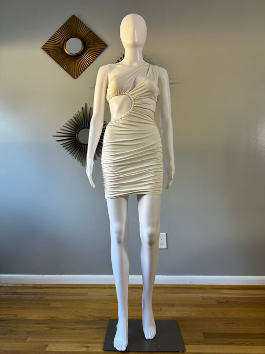 Oh Polly - Ivory One Shoulder Dress w/ Cutouts