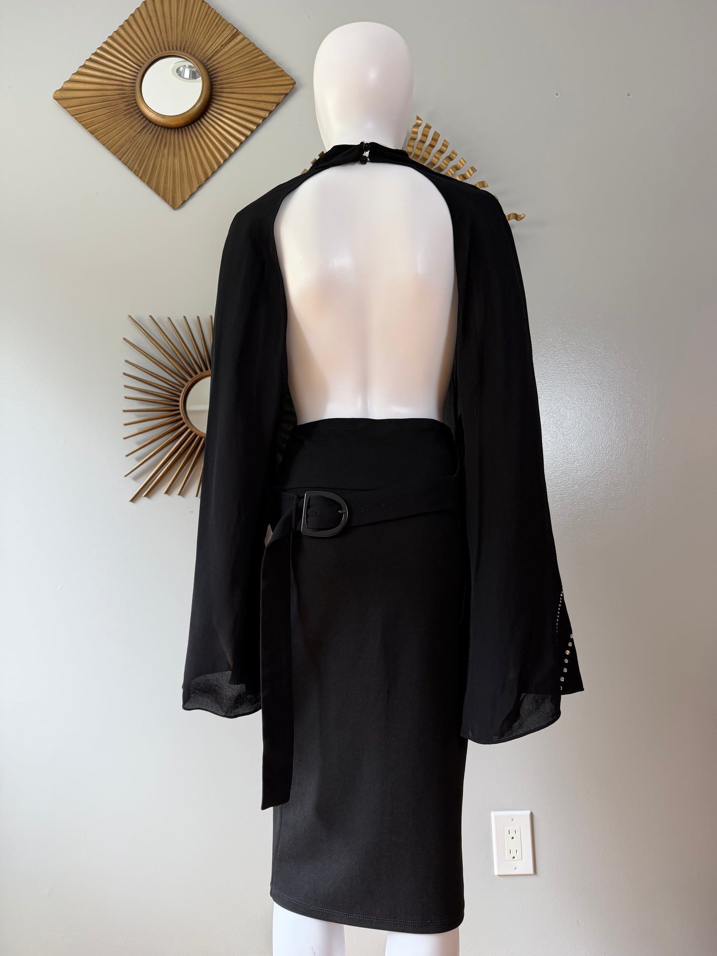 ZARA - Black Backless Embellished Top