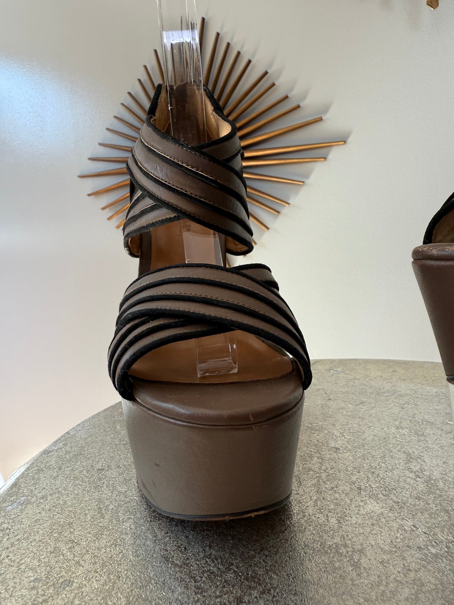 L.A.M.B - Brown & Black Bernadette Wedge Sandals