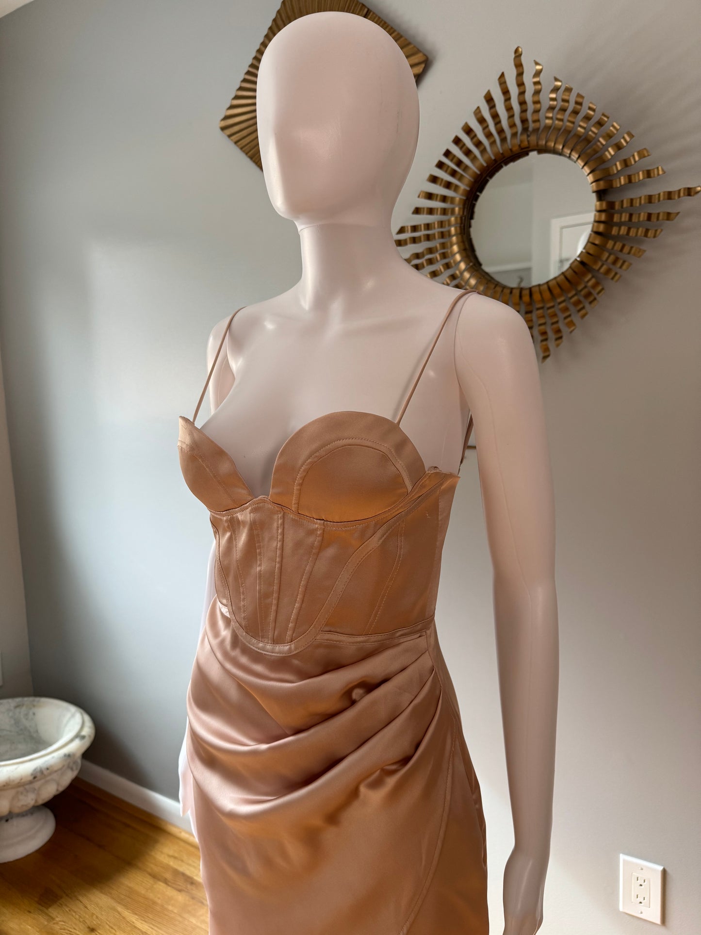 ZARA - Champagne Corset Top Mini Dress