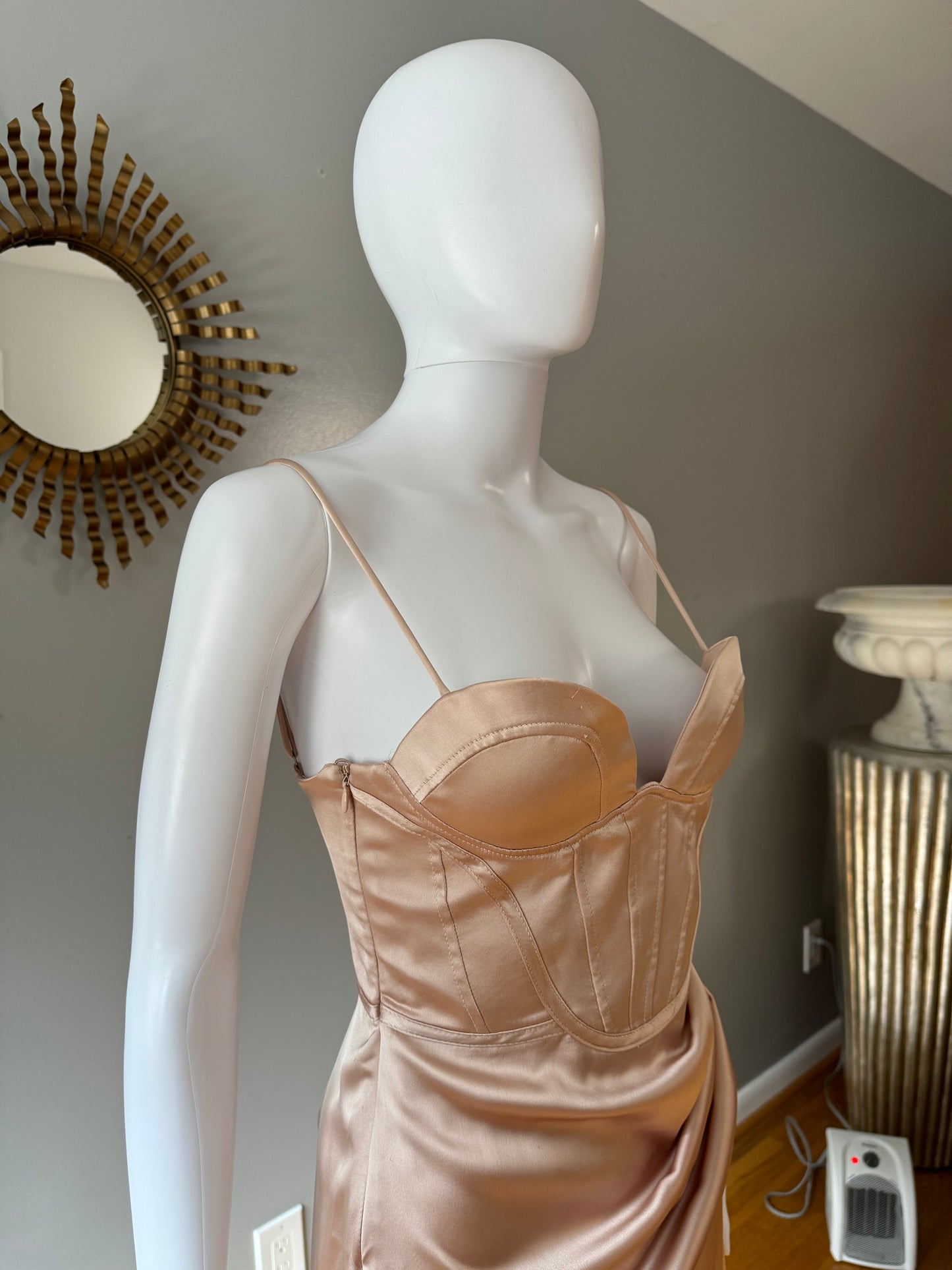 ZARA - Champagne Corset Top Mini Dress