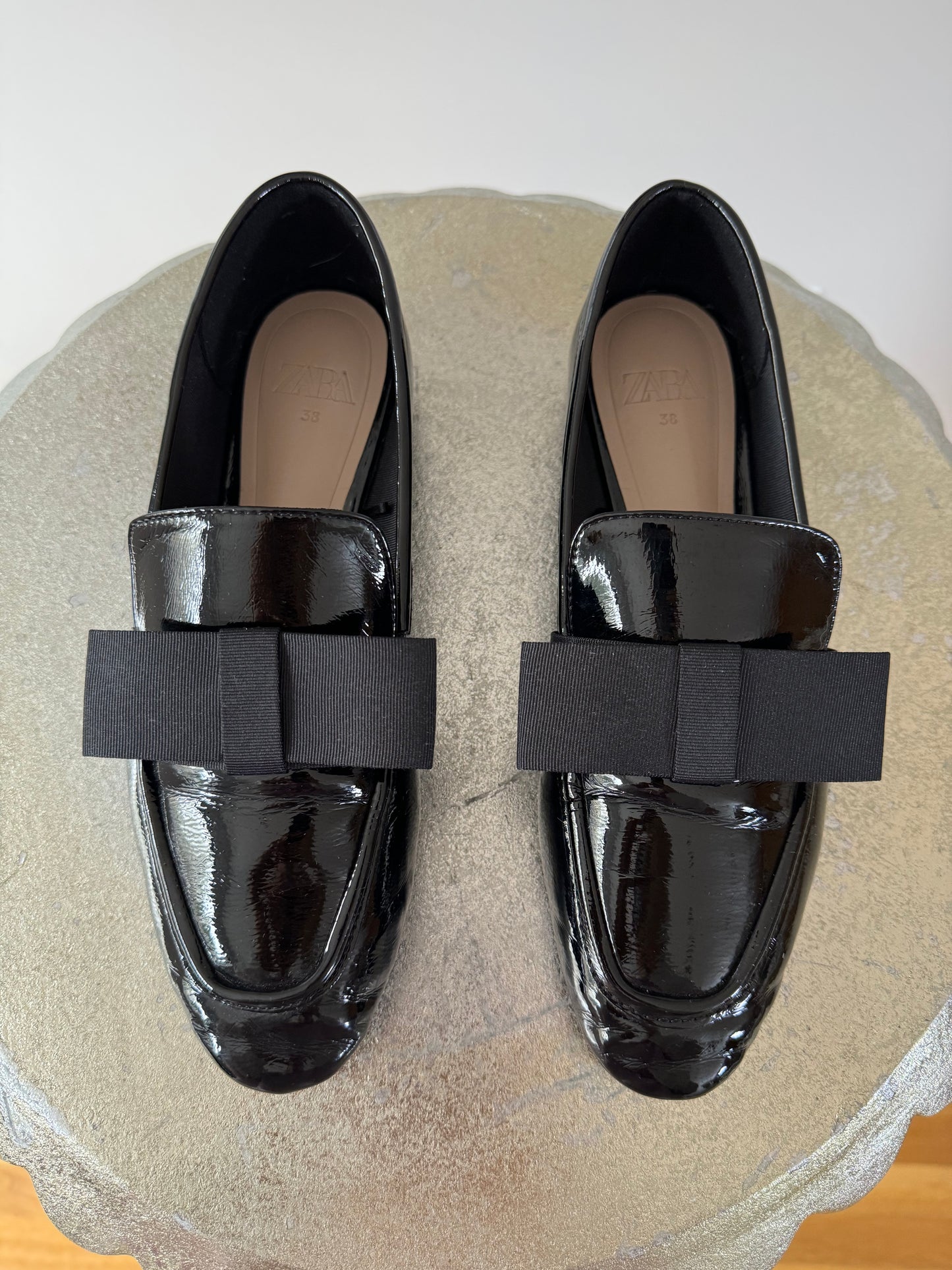 ZARA - Black Bow Patent Leather Loafers