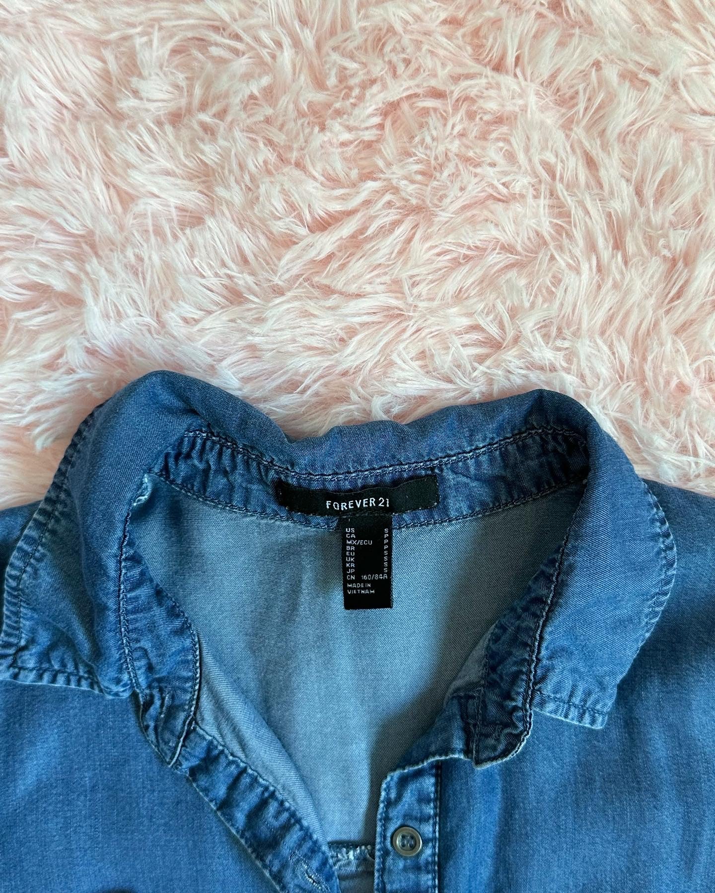 Forever 21 - Blue Denim Front Tie Crop Top