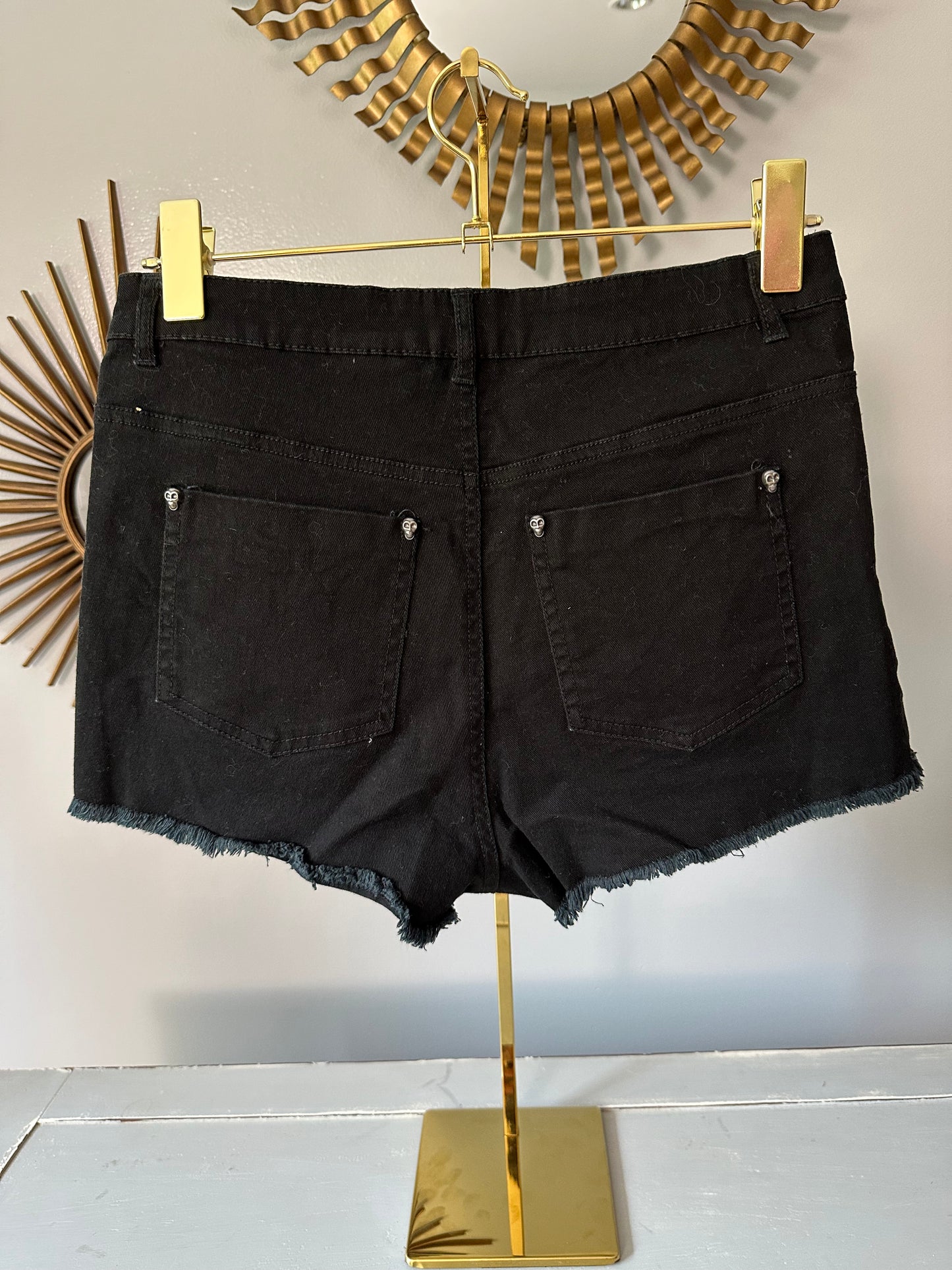 H&M Divided - Black Skull & Spikes High Waist Shorts