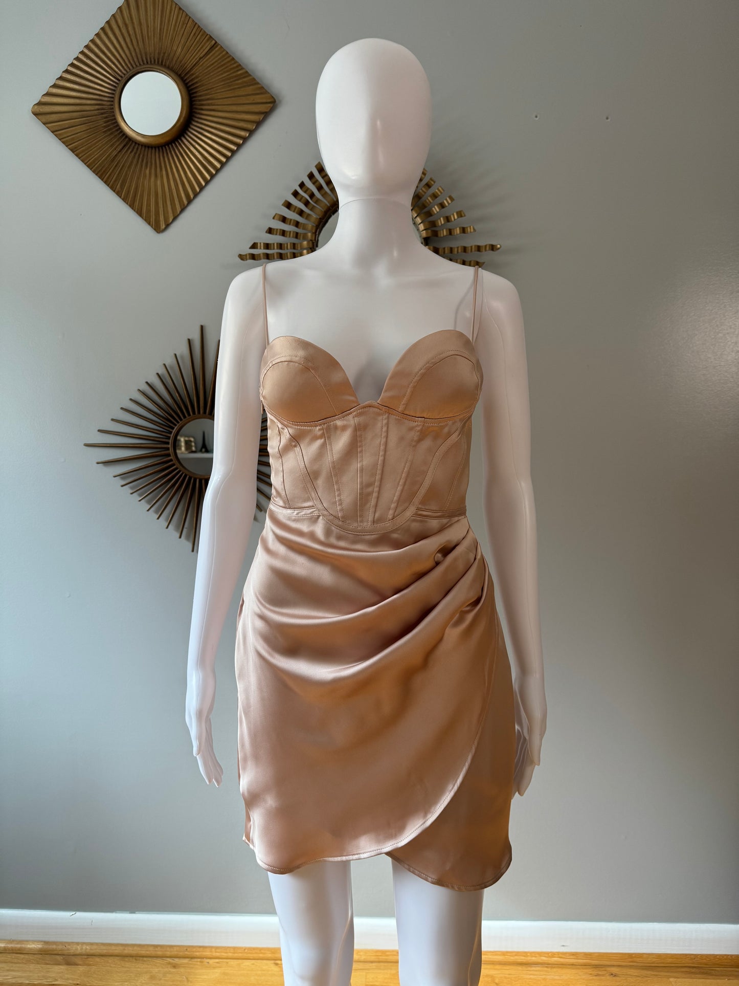 ZARA - Champagne Corset Top Mini Dress