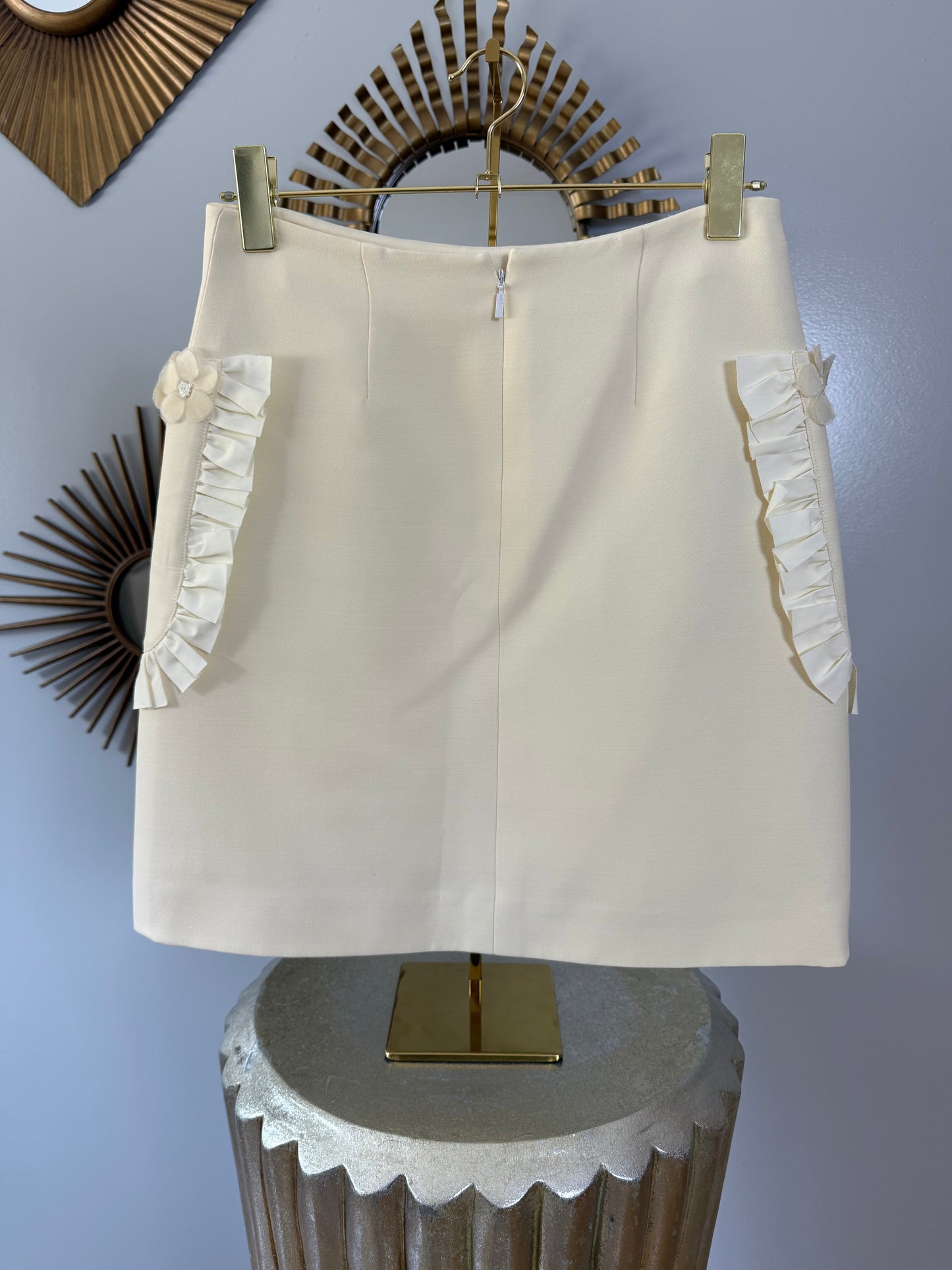 FENDI - Beige Floral Appliqué Skirt