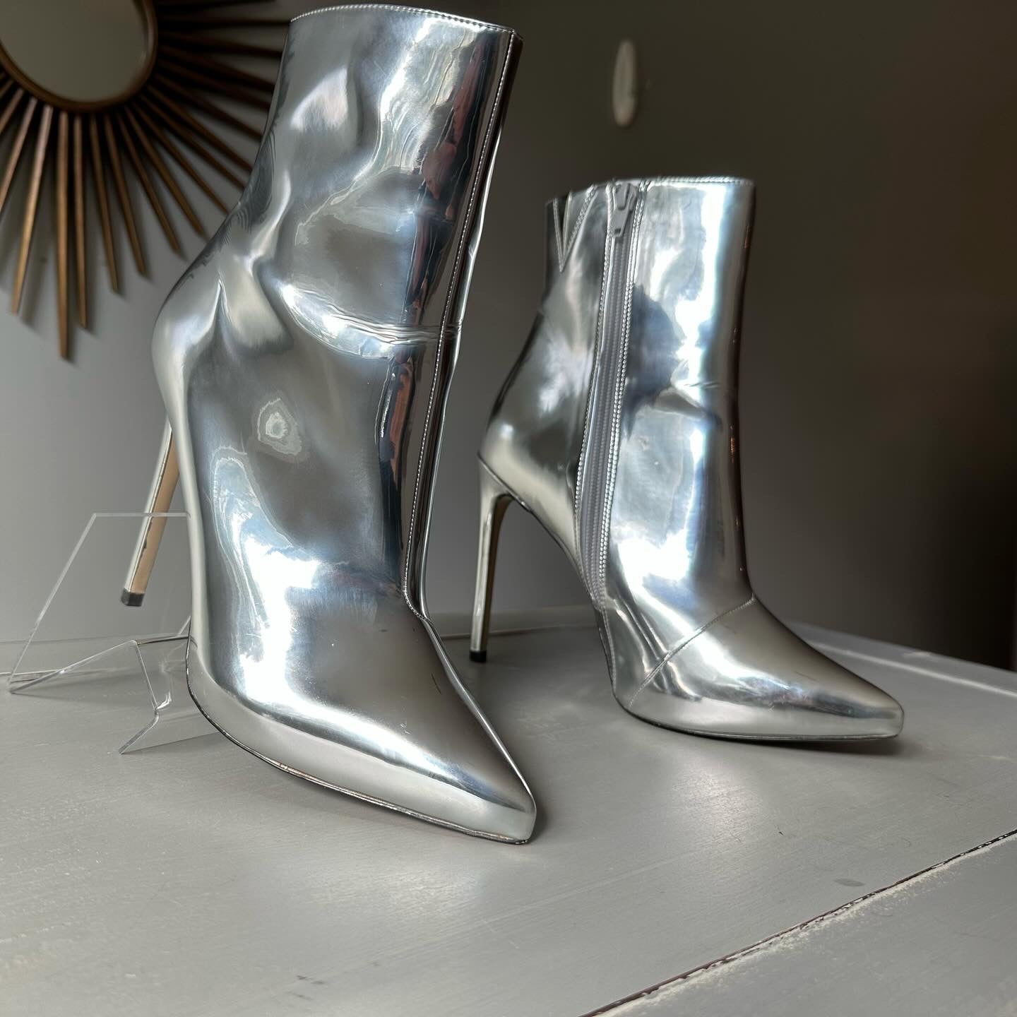 ALDO - Botines de tacón plateados