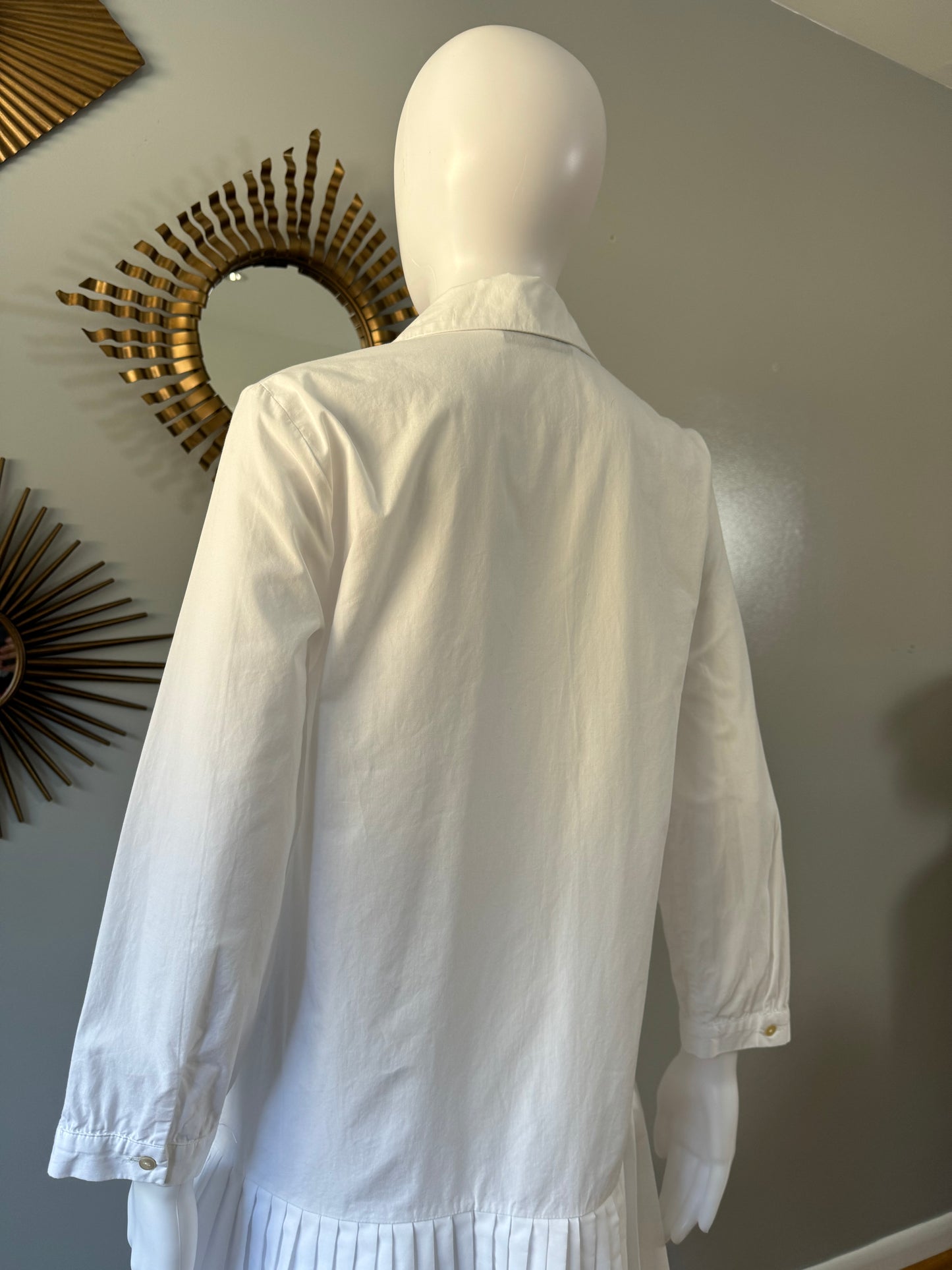 ZARA - White Pleated Skirt Shirt Dress