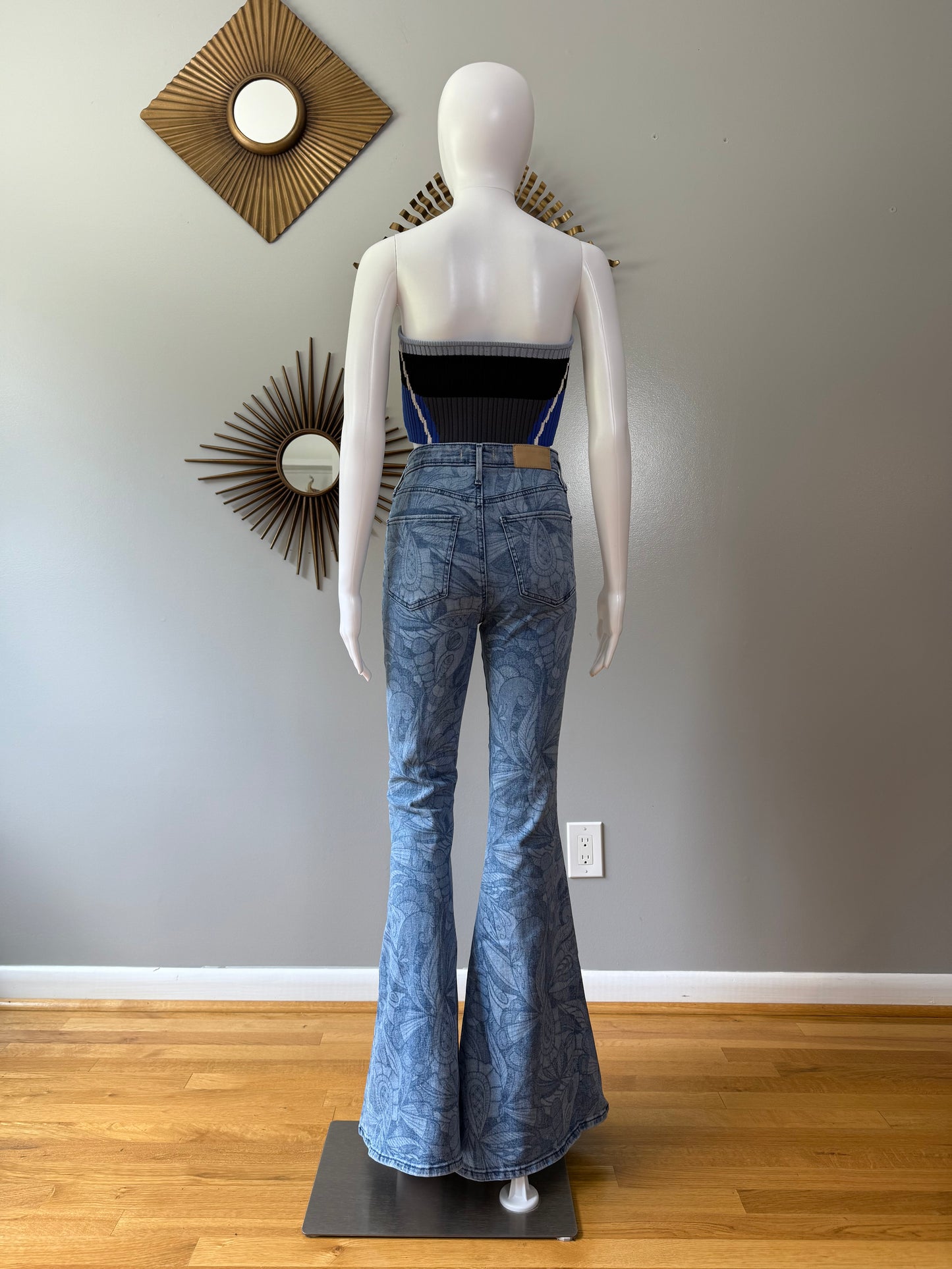 True Religion - Blue Floral Flare Jeans