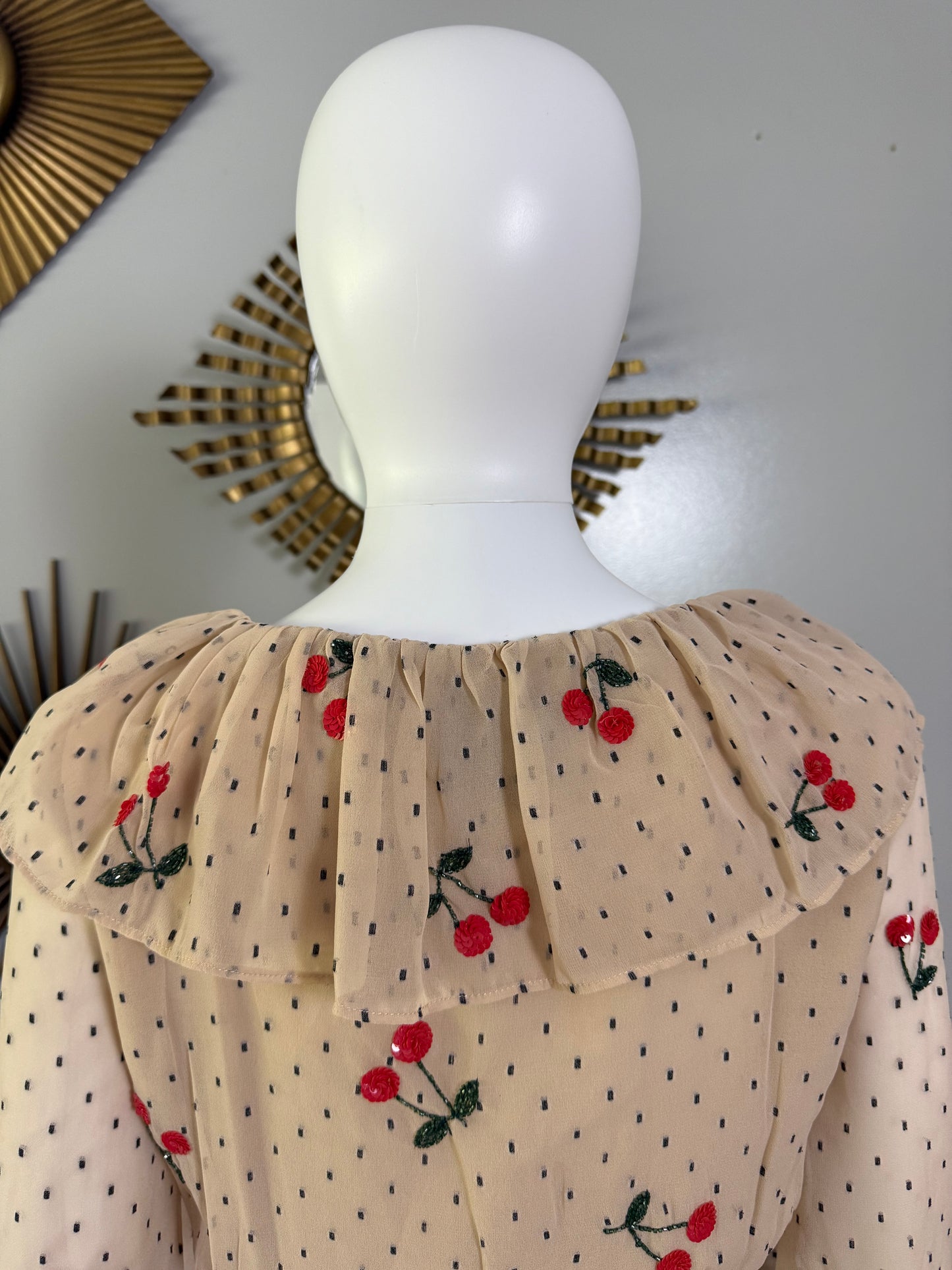 NBD - Cream Cherry Pie Ruffled Blouse