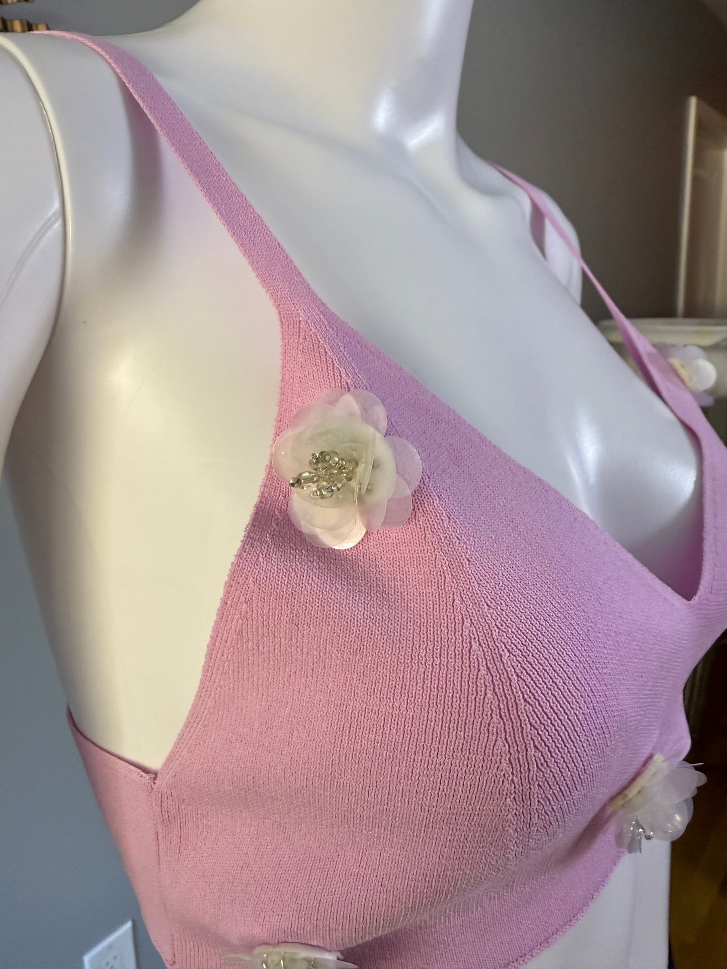 Zara - Pink Crop Top w/ Flowers
