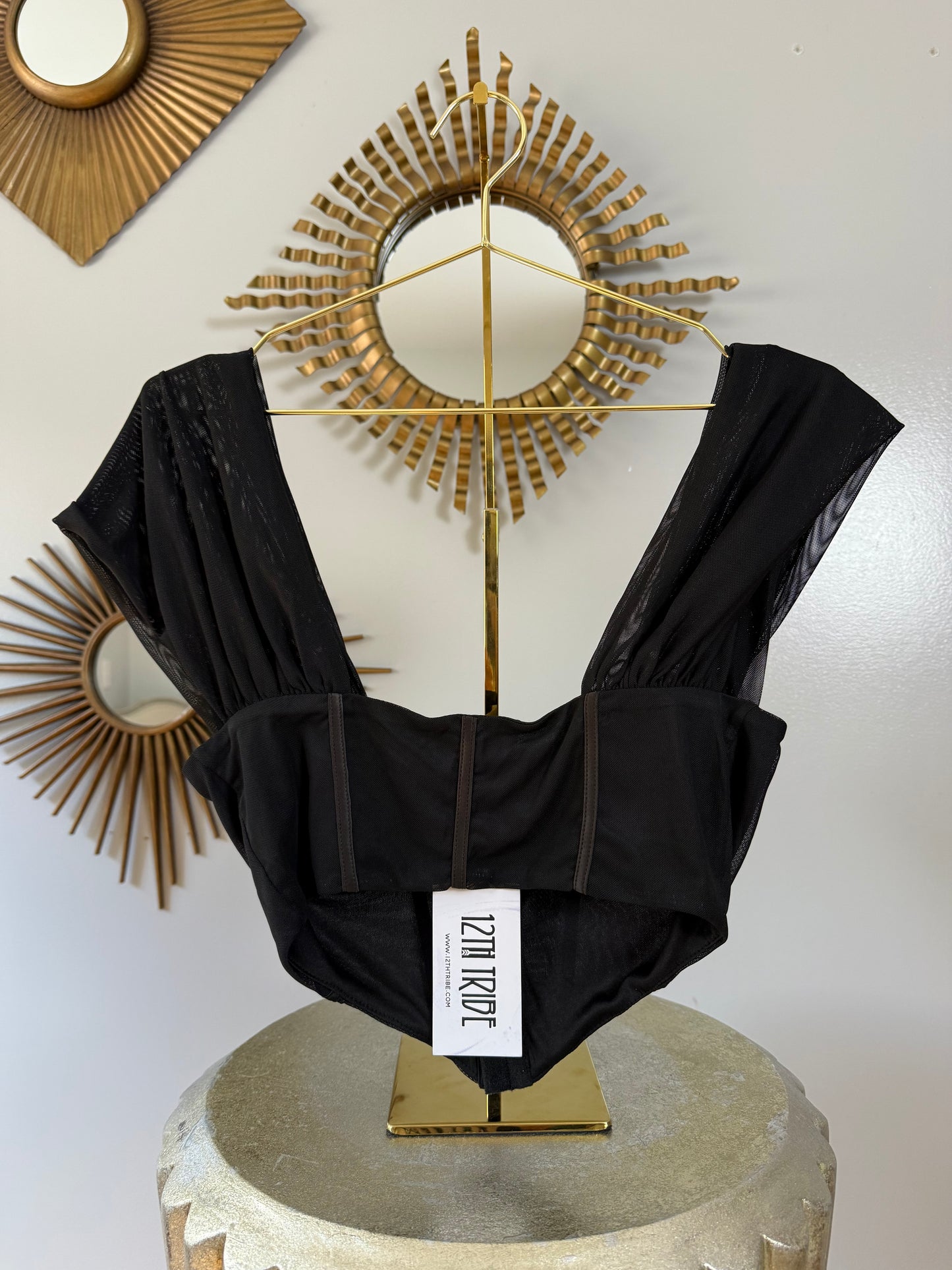 12th Tribe - Black Corset Top