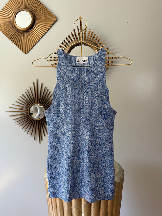 GANNI - Blue Daphne Knit Sleeveless Top