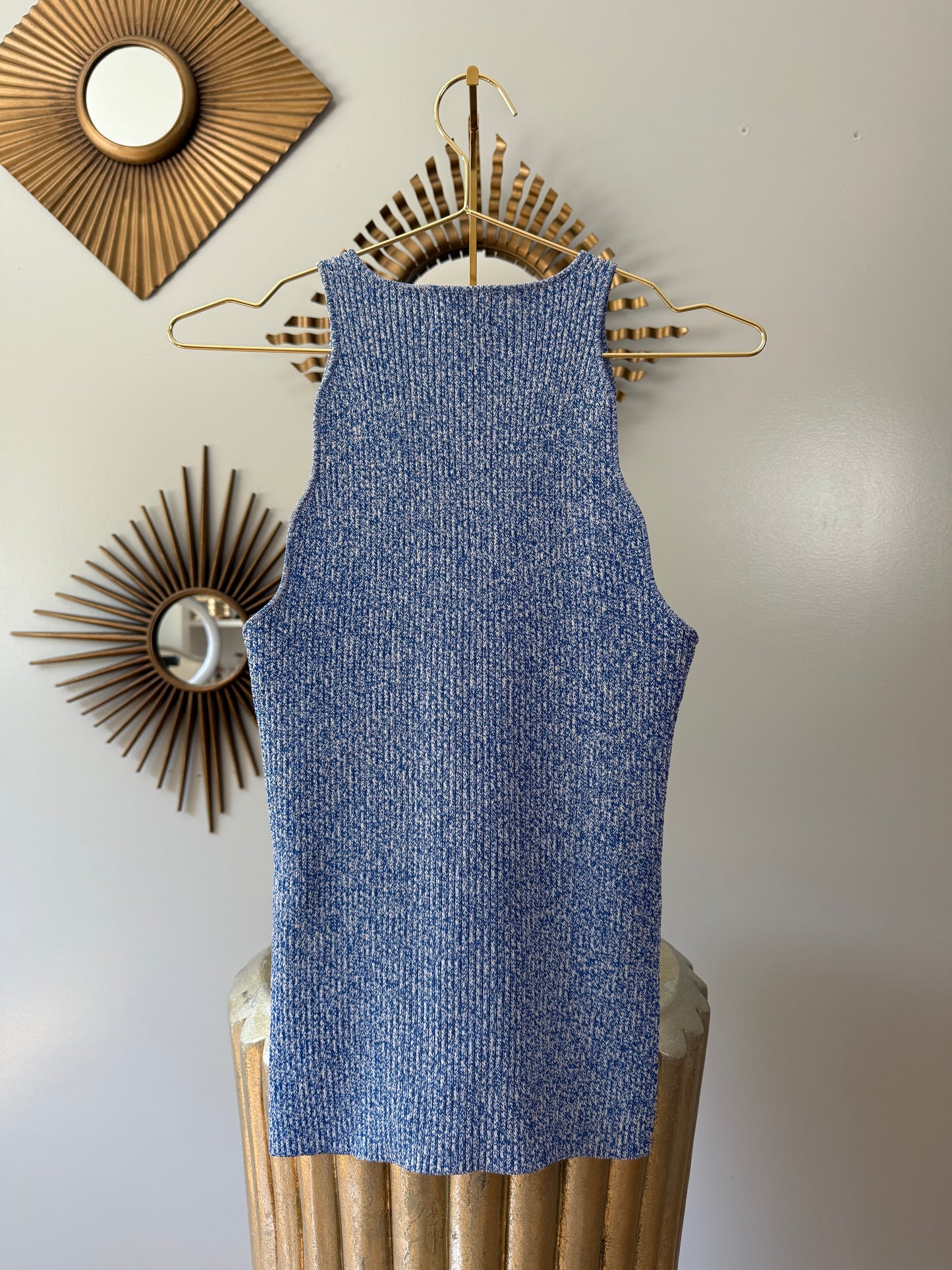 GANNI - Blue Daphne Knit Sleeveless Top