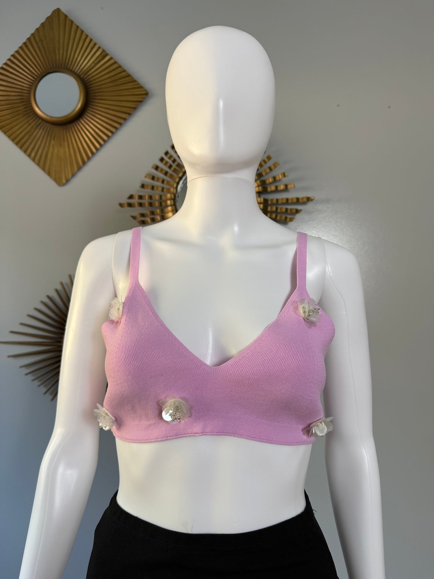 Zara - Pink Crop Top w/ Flowers