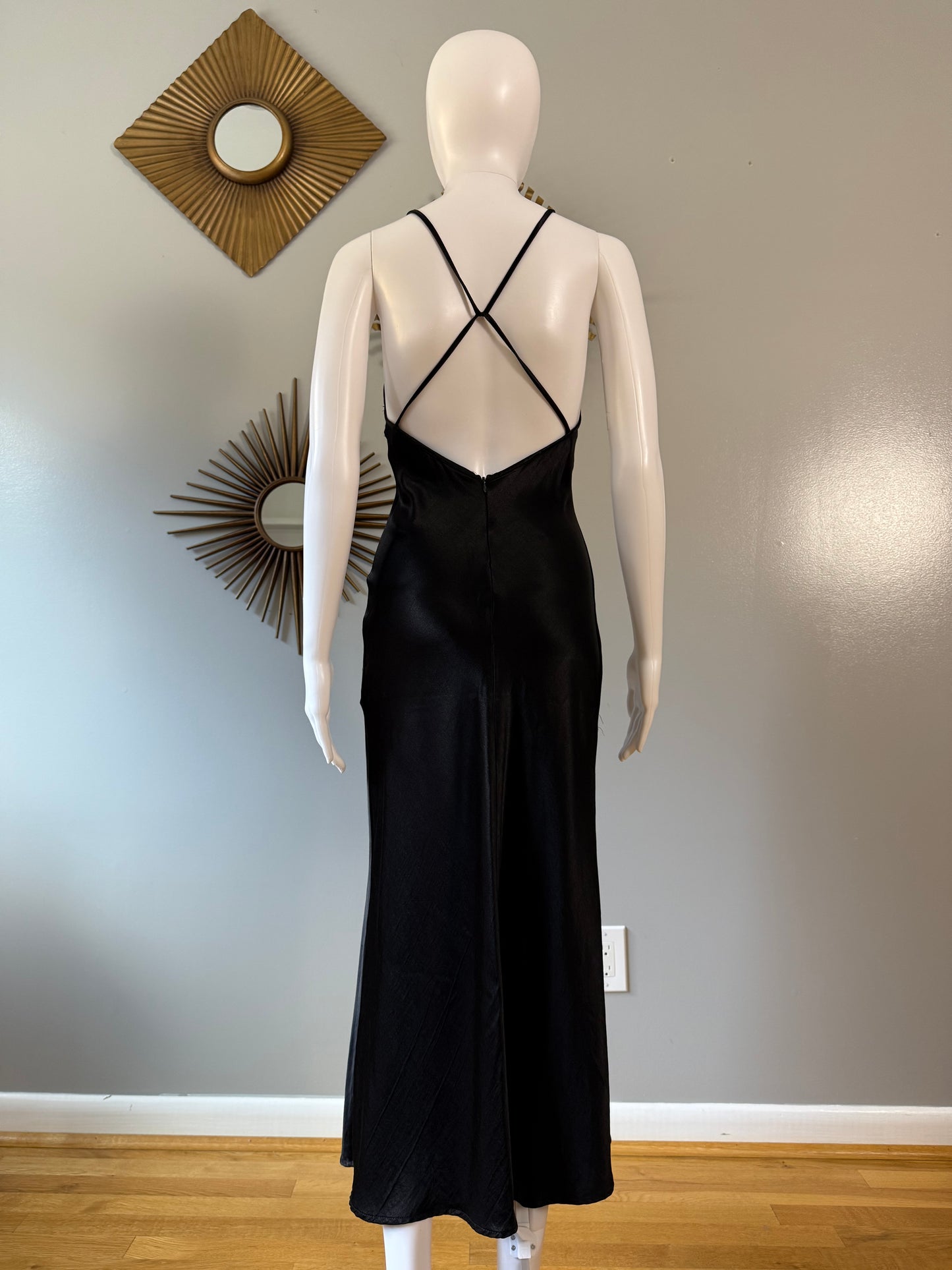 ZARA - Black Maxi Sleep Dress w/ Lace Detail