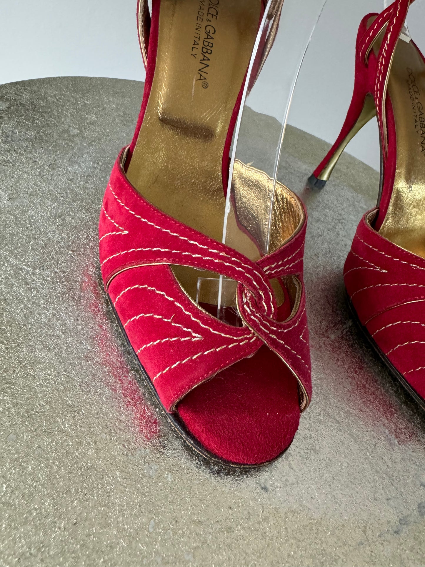 Dolce & Gabbana - Red Suede Slingback Sandals