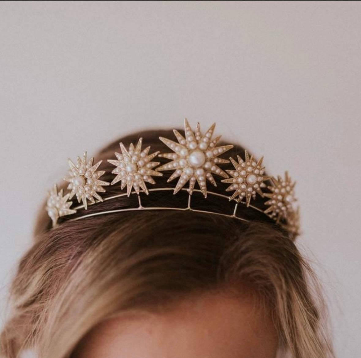 Untamed Petal - Gold Violeta Tiara  w/ Pearl Details
