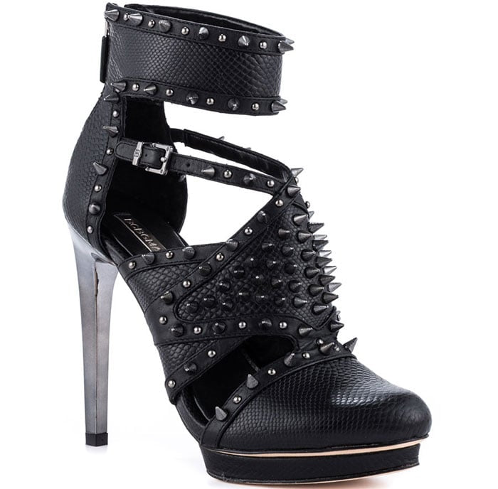 BCBGMAXAZRIA - Black Snake Embossed Spiked Vamp Pumps