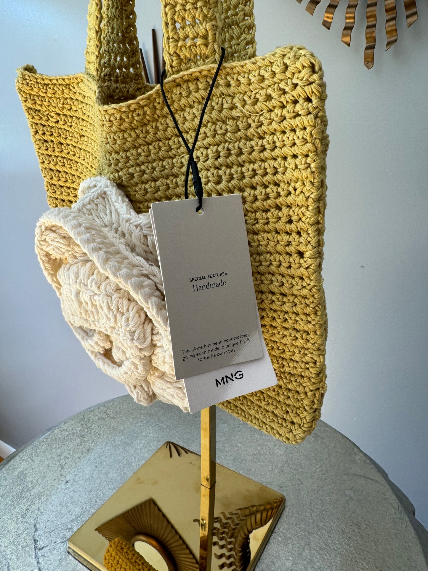 MANGO - Yellow Crochet Flower Bag