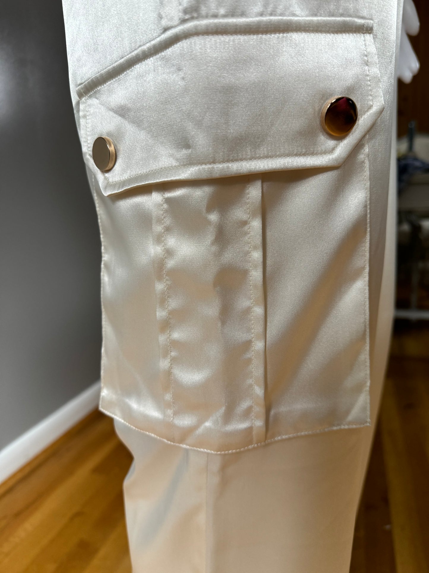 MESHKI - Ivory Jada Satin Jumpsuit W/ Gold Belt
